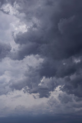 Epic Dramatic Storm sky, dark grey clouds background texture, thunderstorm	