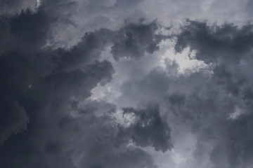 Epic Dramatic Storm sky, dark grey clouds background texture, thunderstorm	
