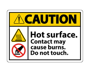Caution Hot Surface Do Not Touch Symbol Sign Isolate on White Background,Vector Illustration