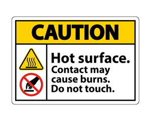 Caution Hot Surface Do Not Touch Symbol Sign Isolate on White Background,Vector Illustration