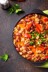 Traditional Mexican dish chili con carne