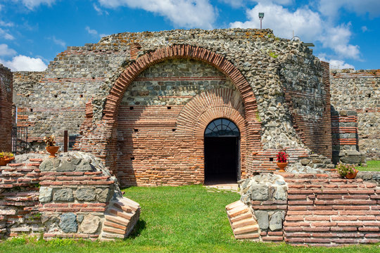 Remains of Gamzigrad (Felix Romuliana), UNESCO World Heritage Site near the city of Zajecar in east Serbia, ancient Roman complex of palaces built in 3rd and 4th century AD by Roman Emperor Galerius