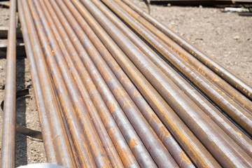 metal pipes in a warehouse