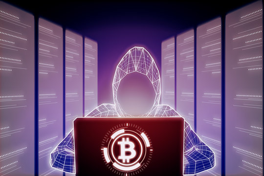 Hacking, cryptocurrency and database concept