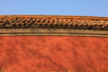 Broken walls under the blue sky