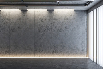 Grey concrete gallery interior