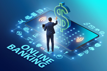 Online banking concept with businessman