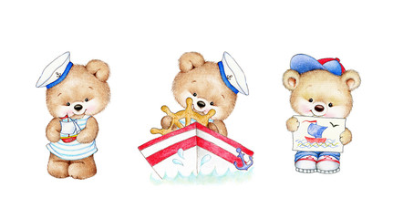 3 cute Teddy bears sailors - 299851042