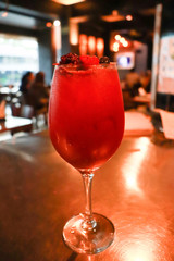 berries cocktail in glass cup