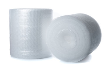Roll Shockproof plastic or bubble wrap on white background.