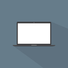 Laptop illustration isolated on dark background. Mockup vector.