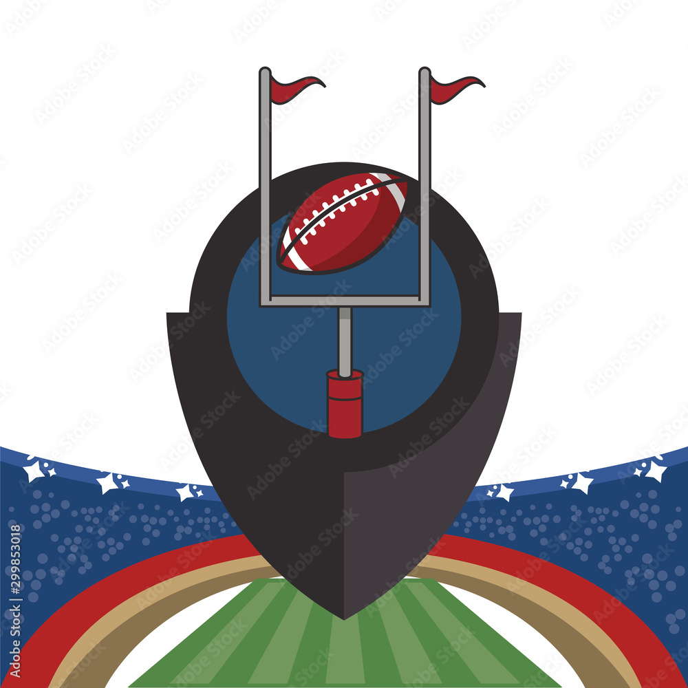 Poster american football sport balloon in arch