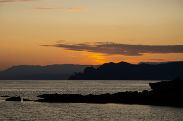 Travel, seascape, sunset in summer.