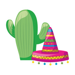 cactus with hat mexican isolated icon