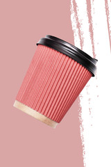 Paper coffee cups on light background.