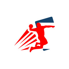 Handball vector sign logo. Abstract colorful silhouette of player Handball logo team template