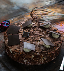 black forest cake filled with chocolate and cream 