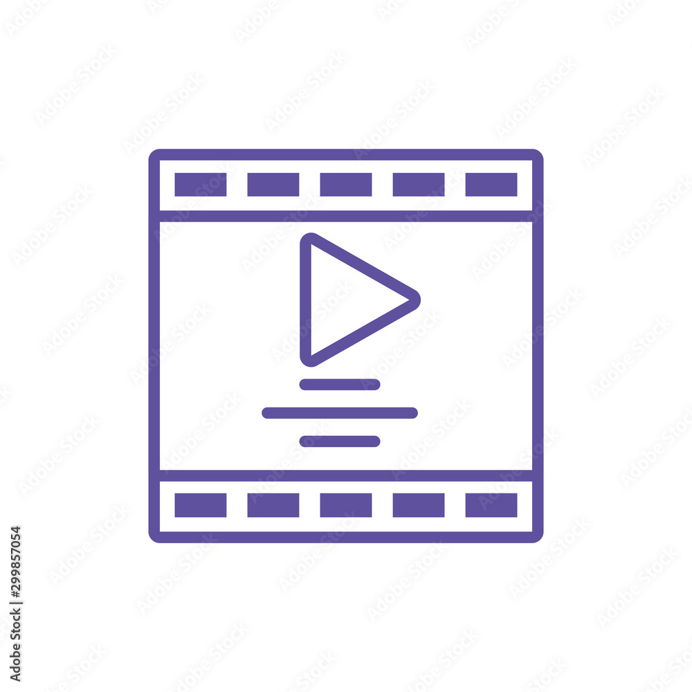 Poster frame with play button on white background
