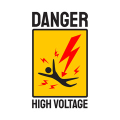 Danger symbol High Voltage Sign Vector skull. Lightning electricity warning template illustration