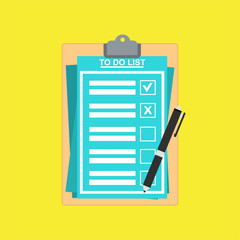 checklist questionnaire paper; square box with sign; vector illustration