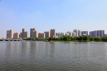 Fototapeta na wymiar Riverside Building in china