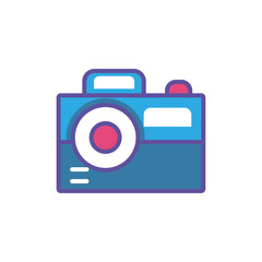 photographic camera on white background