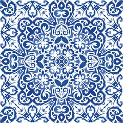 Papier peint Portugal carreaux de céramique Céramique azulejo ornementale portugaise.