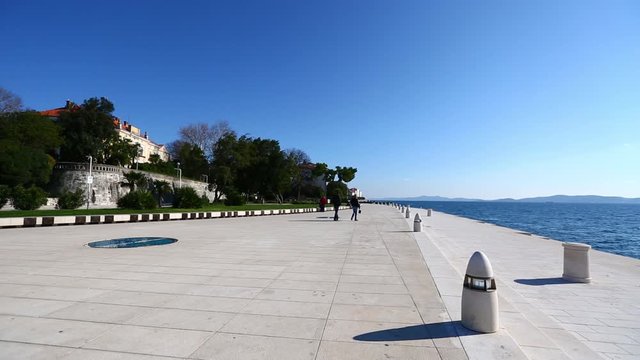 Sidewalk by the sea in Zadar, Craotia, in a beautiful sunny day