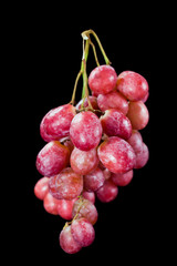 Bunch of red grapes isolated on a black background