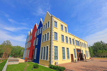Holland style buildings in the park