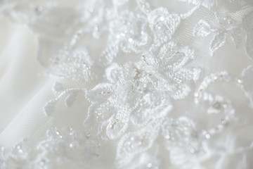 Wedding dress lace close up macro - obrazy, fototapety, plakaty