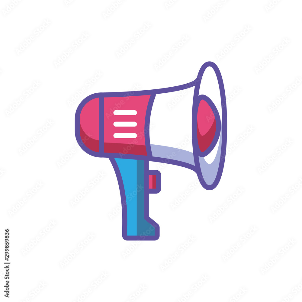 Poster cute megaphone with white background