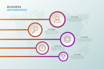 Business data visualization, Infographic element with icons and 5 options, Can be used for process, presentation, diagram, workflow layout, info graph, web design, Vector bussines template.