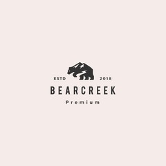 bear creek mount logo hipster retro vintage vector icon illustration