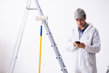 Painter working at construction site