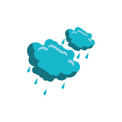 cloud with raindrops on white background