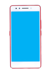 Smartphone Case Red Color Blue screen texture White background