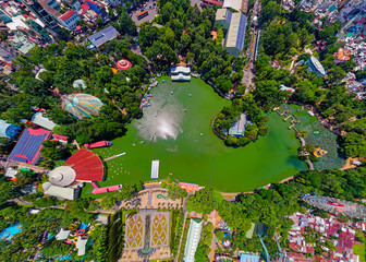 Aerial view of Dam Sen park, District 11, Ho Chi Minh City, Vietnam © Vung