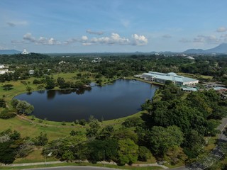 Kuching, Sarawak / Malaysia - October 16 2019: The buildings, landmarks and scenery of the Kuching city, capital of Sarawak, Borneo island