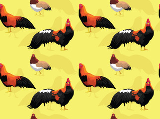 Obraz premium Chicken Cartoon Cute Cubalaya Seamless Pattern Wallpaper-01
