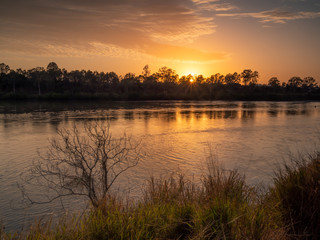 Naklejka premium Golden River Sunrise