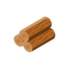 wooden logs on white background