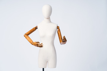 mannequin haunted in studio shooting with white background