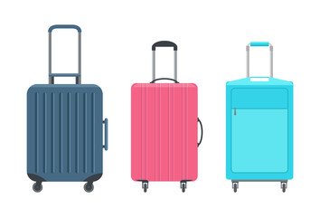 Set of suitcases. Flat design. Vector illustration.
