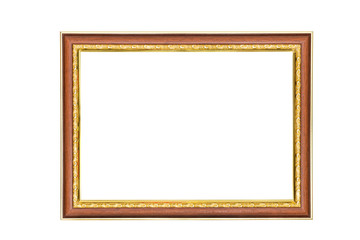 antique golden brown picture frame isolated on white background,clipping path