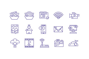 set of icons social media on white background