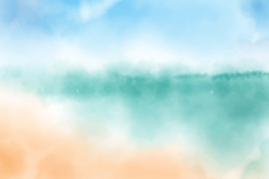 watercolor blurred beach seascape background digital painting vectors illustration