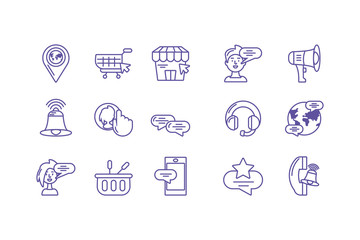 set of icons social media on white background