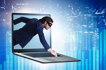 Hacker man trying to steal personal data