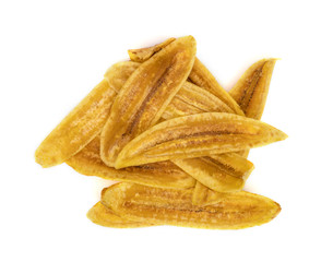 sweet banana crisps  isolated on white background